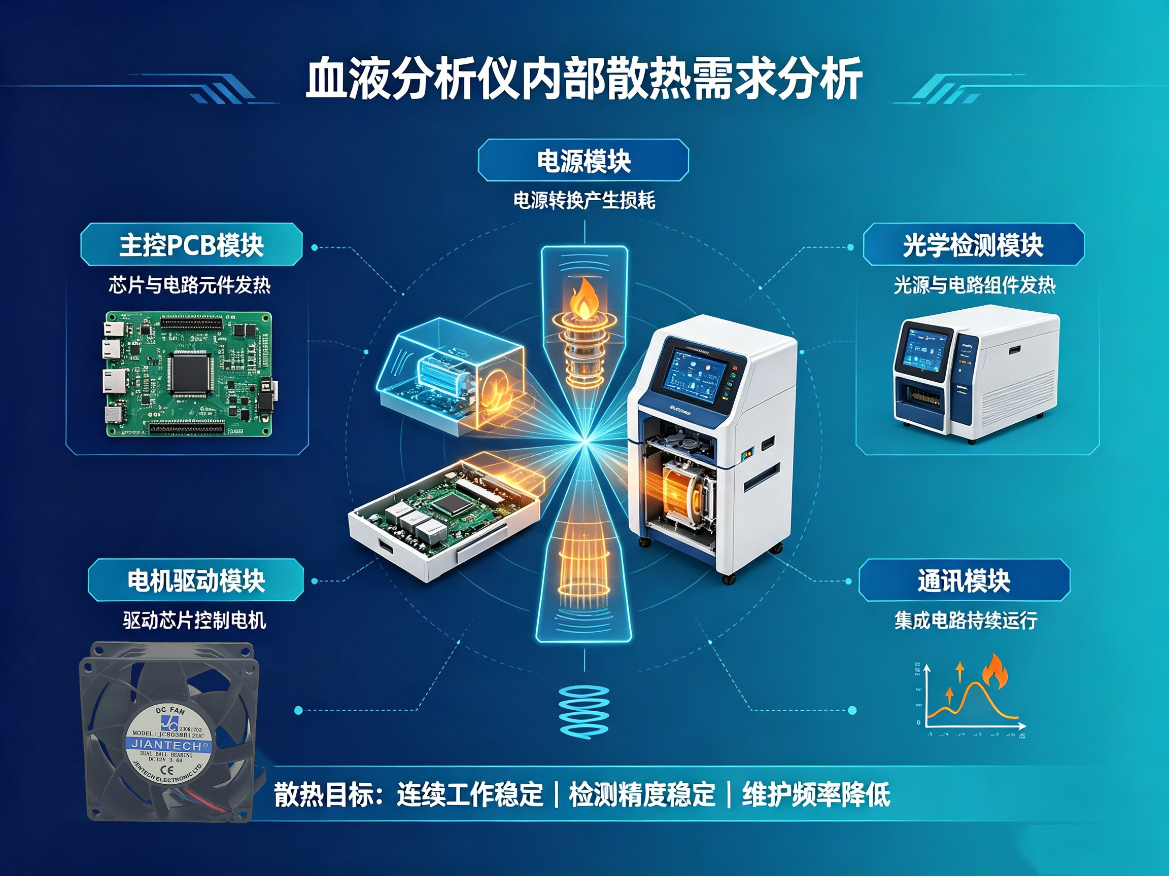 血液分析仪内部用什么散热风扇？DC直流风扇选型指南｜健策JENTECH医疗设备散热方案02