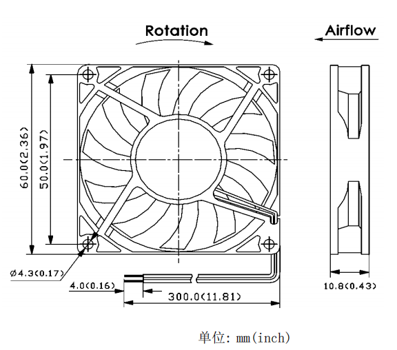 轴流风扇JC6010B12H-01产品尺寸图