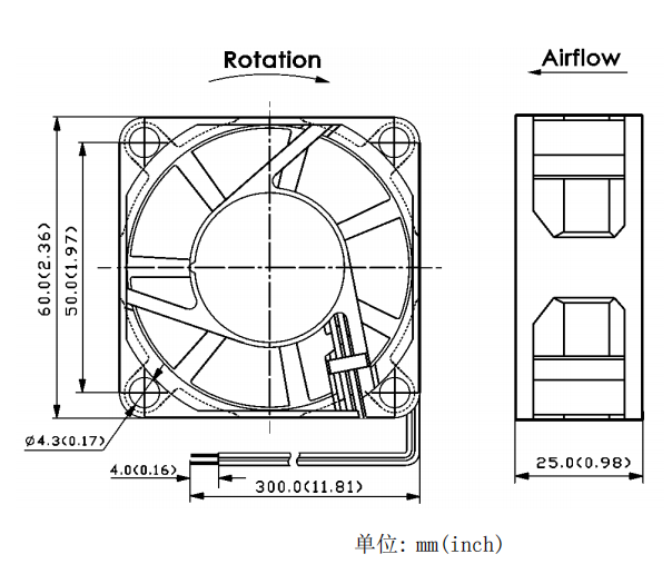 轴流风扇JC6025B12H-01产品尺寸图