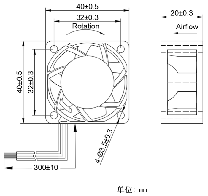 健策轴流风扇JC4020B05M-02产品尺寸图